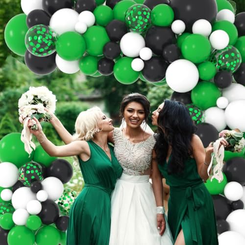 LUDEOU 106-Piece Green Black White Balloon Garland Arch Kit for Soccer Football Birthday Parties