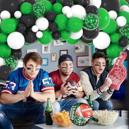 LUDEOU 106-Piece Green Black White Balloon Garland Arch Kit for Soccer Football Birthday Parties