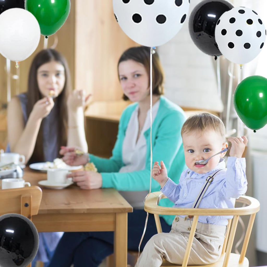 LUDEOU 106-Piece Green Black White Balloon Garland Arch Kit for Soccer Football Birthday Parties