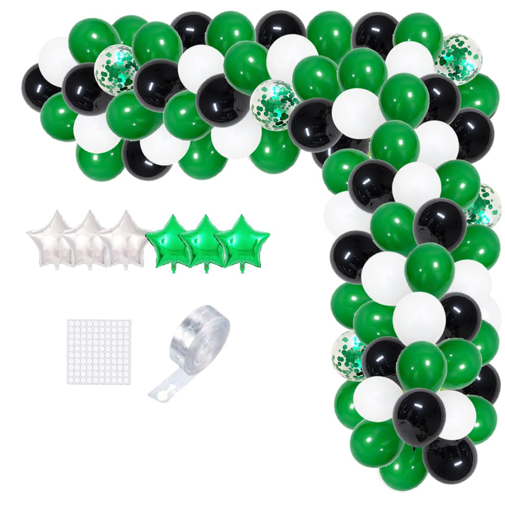 LUDEOU 106-Piece Green Black White Balloon Garland Arch Kit for Soccer Football Birthday Parties