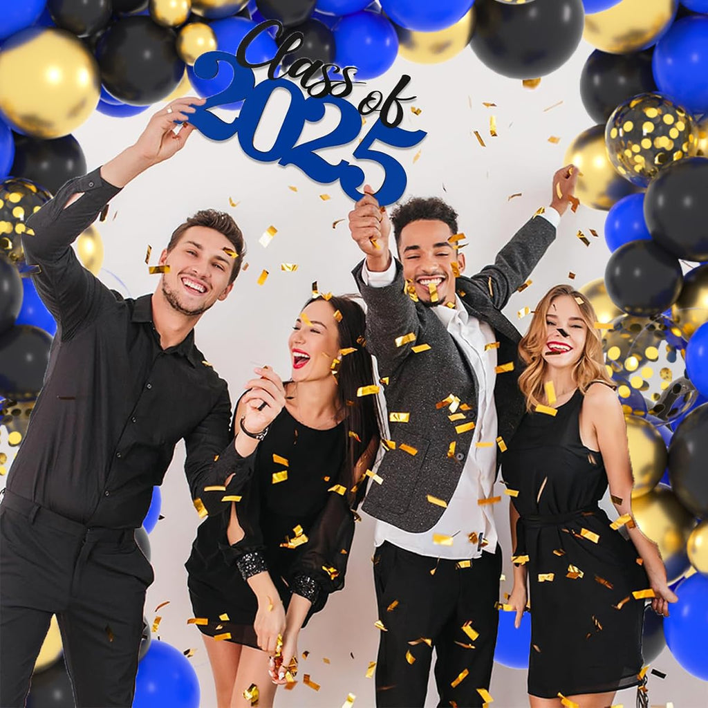 LUDEOU 126-Piece Blue Black Gold Balloon Garland Arch Kit for Gaming Birthdays, Graduation, and Retirement Parties