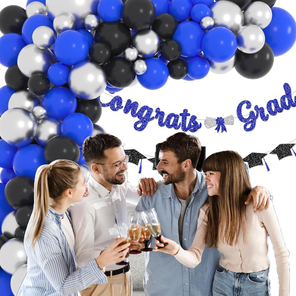 LUDEOU Blue Black Silver Balloon Garland Arch Kit – 118 Pieces for Gaming, Space, and Birthday Parties