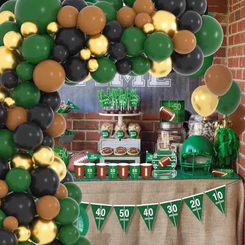 LUDEOU Dark Green Black Gold Balloon Arch Kit – 116-Piece Set for Football, Safari, Camo, or Video Game Parties
