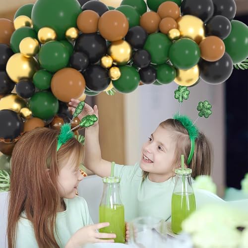 LUDEOU Dark Green Black Gold Balloon Arch Kit – 116-Piece Set for Football, Safari, Camo, or Video Game Parties