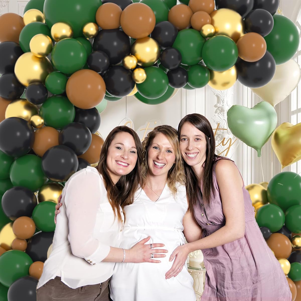 LUDEOU Dark Green Black Gold Balloon Arch Kit – 116-Piece Set for Football, Safari, Camo, or Video Game Parties