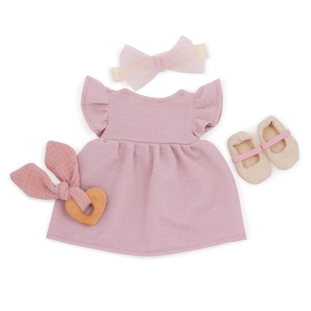 LullaBaby 14-Inch Baby Doll Outfit: Pink Dress, Headband, Teether & Shoes
