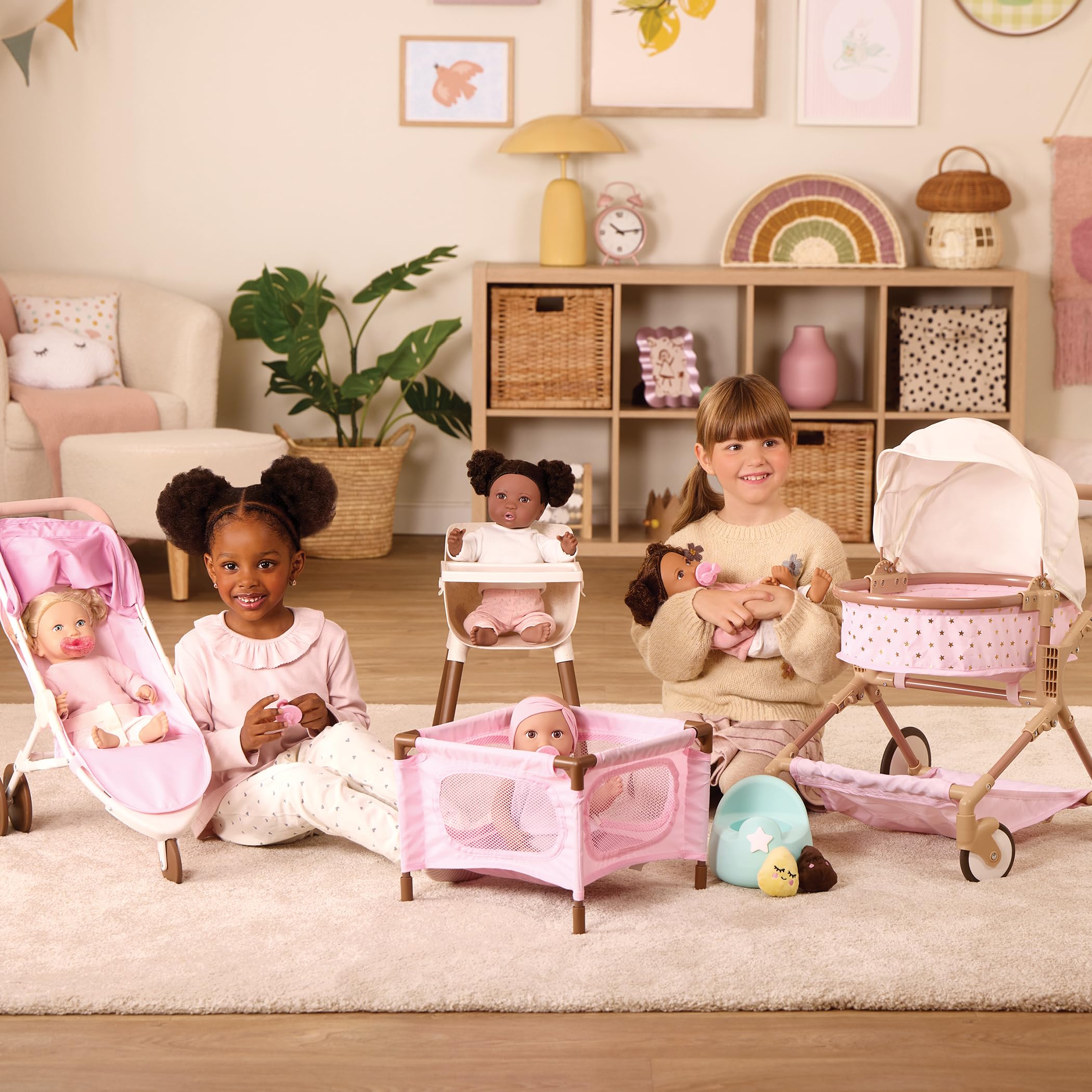 LullaBaby 14-Inch Baby Doll Outfit: Pink Dress, Headband, Teether & Shoes