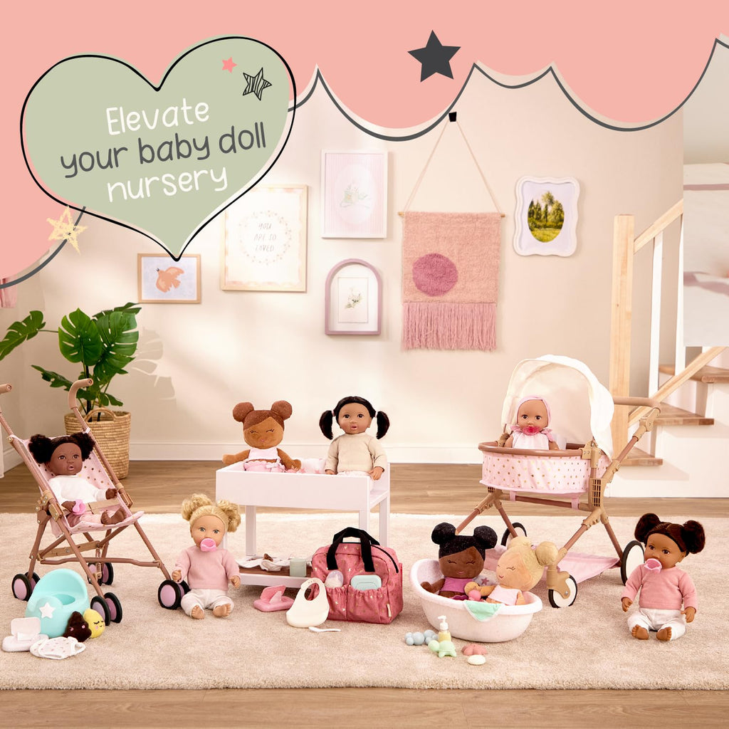 LullaBaby 14-Inch Baby Doll Outfit: Pink Dress, Headband, Teether & Shoes