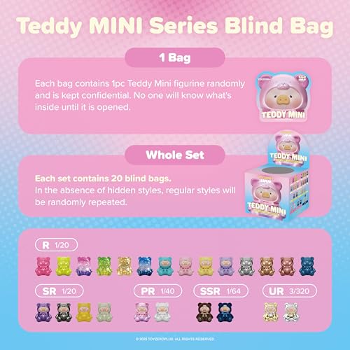 Lulu The Piggy Teddy Mini Blind Bags: Collectible Mystery Figurines with 5 Rarity Levels – 4cm Cute Animal Toys