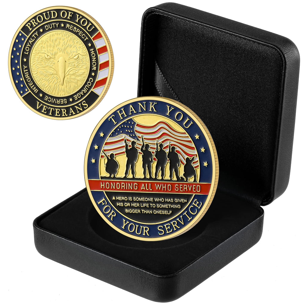 LuluCircle Challenge Coin – Thank You for Your Service – Veteran Commemorative with Display Box