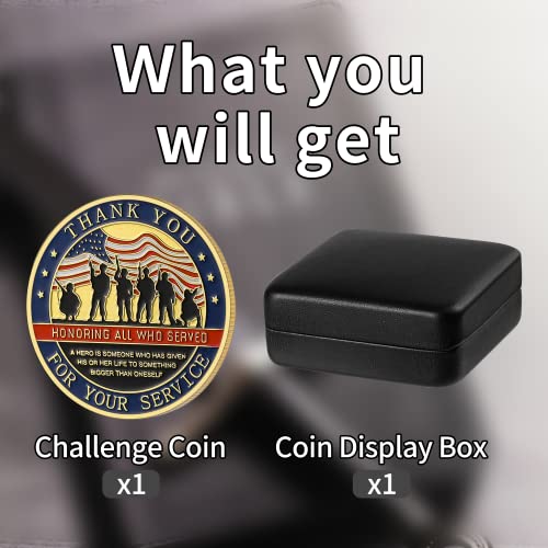 LuluCircle Challenge Coin – Thank You for Your Service – Veteran Commemorative with Display Box
