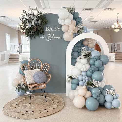 LULUMIKA 139-Piece Dusty Blue Balloon Garland Arch Kit for Baby Shower, Birthday, Wedding