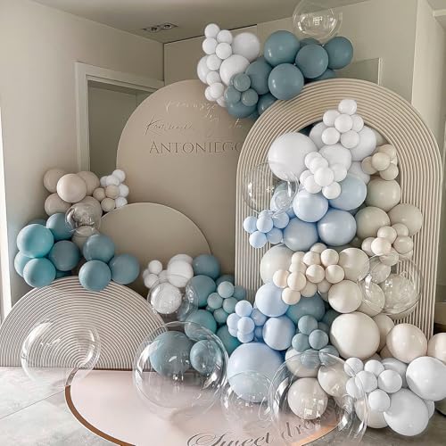 LULUMIKA 139-Piece Dusty Blue Balloon Garland Arch Kit for Baby Shower, Birthday, Wedding