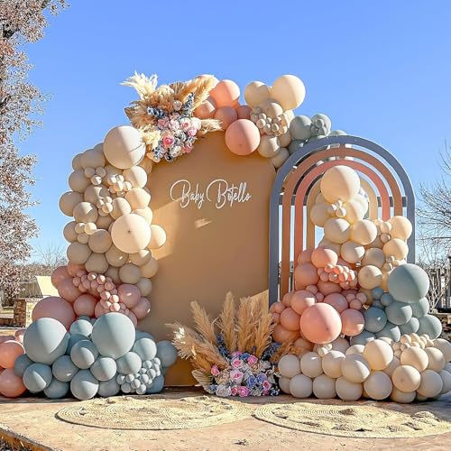 LULUMIKA 139-Piece Gender Reveal Balloon Arch Kit: Dusty Pink & Fog Blue Latex Balloons for Boho Wedding, Baby Shower, Birthday Decor