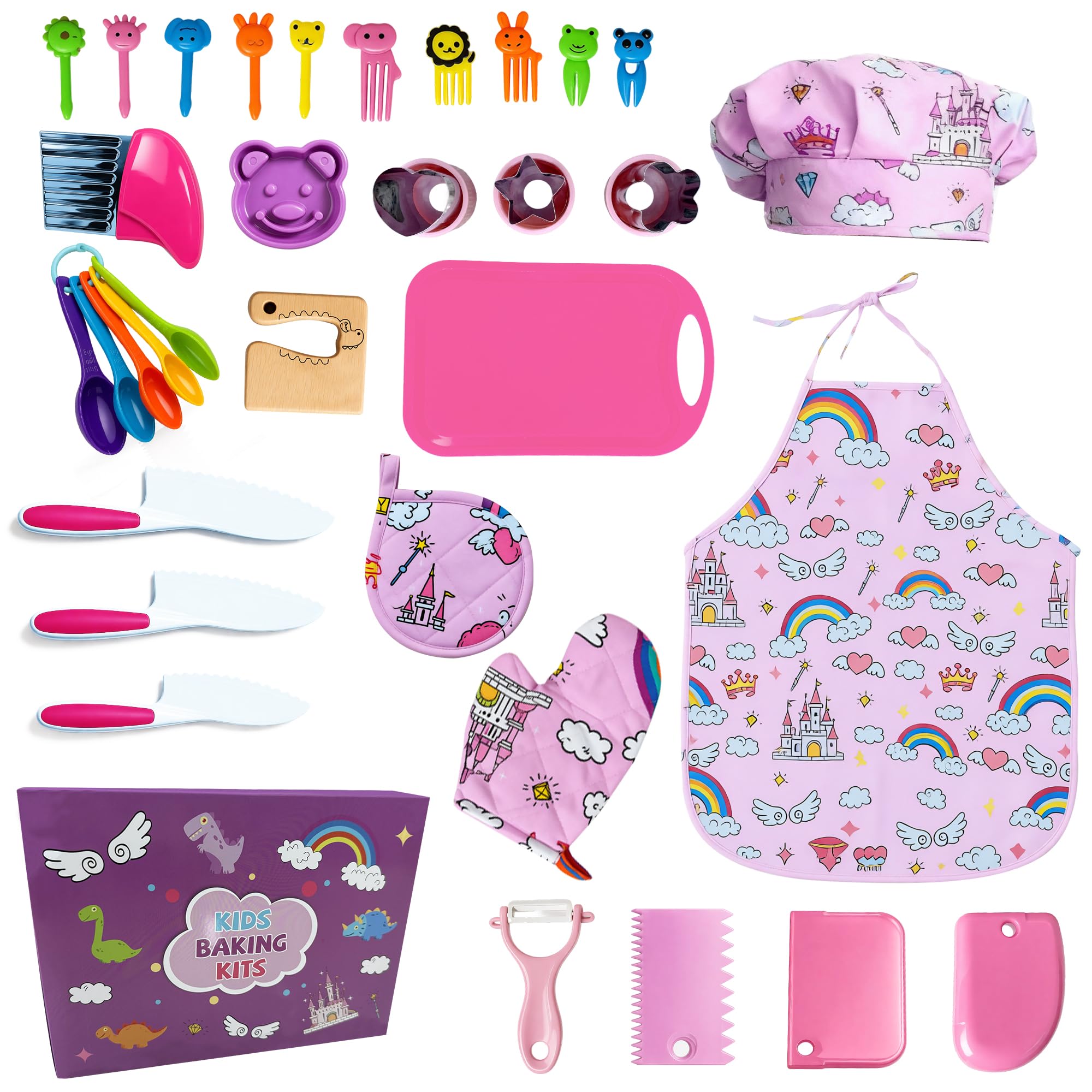 Lumiparty Kids Chef Set – Apron, Hat & Baking Tools for Pretend Play (Ages 3-12)