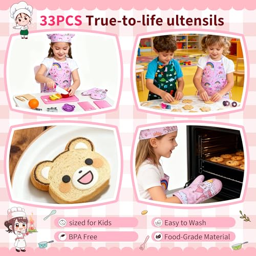 Lumiparty Kids Chef Set – Apron, Hat & Baking Tools for Pretend Play (Ages 3-12)