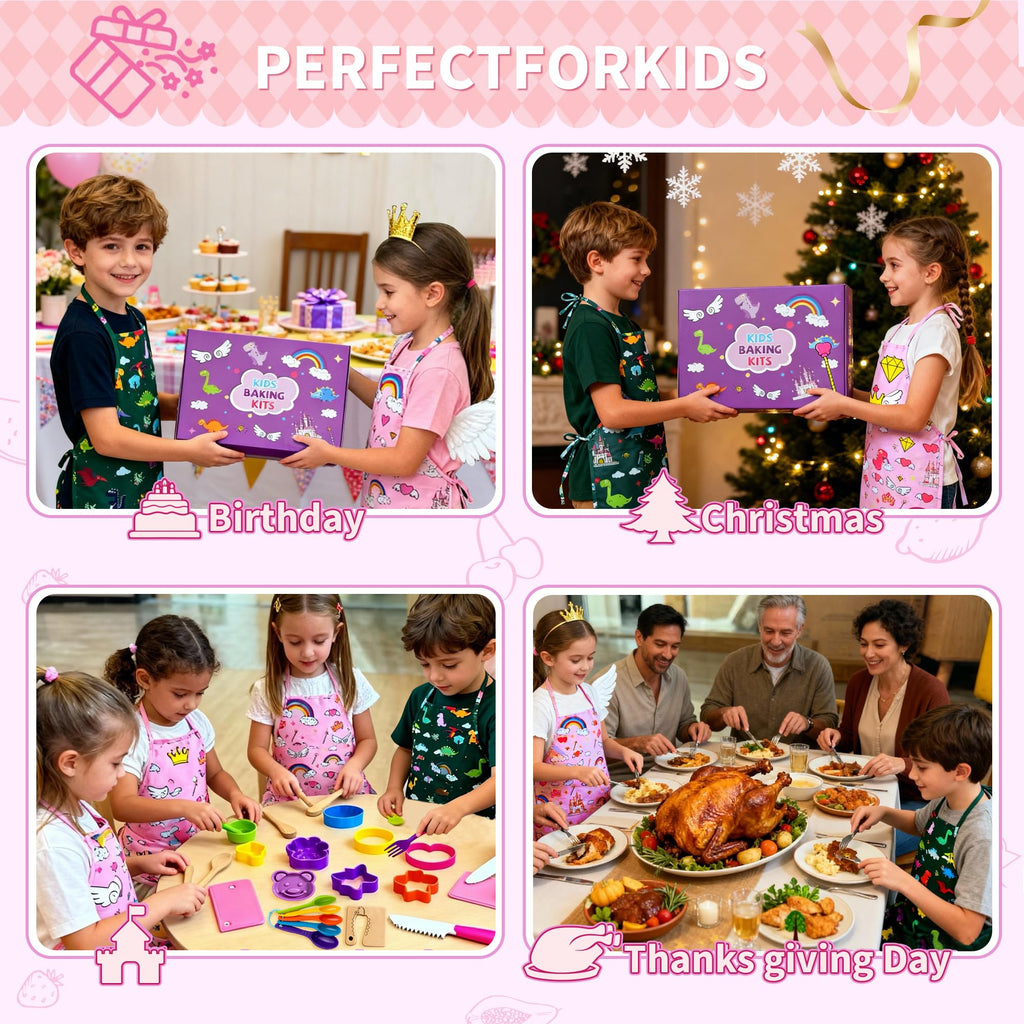 Lumiparty Kids Chef Set – Apron, Hat & Baking Tools for Pretend Play (Ages 3-12)
