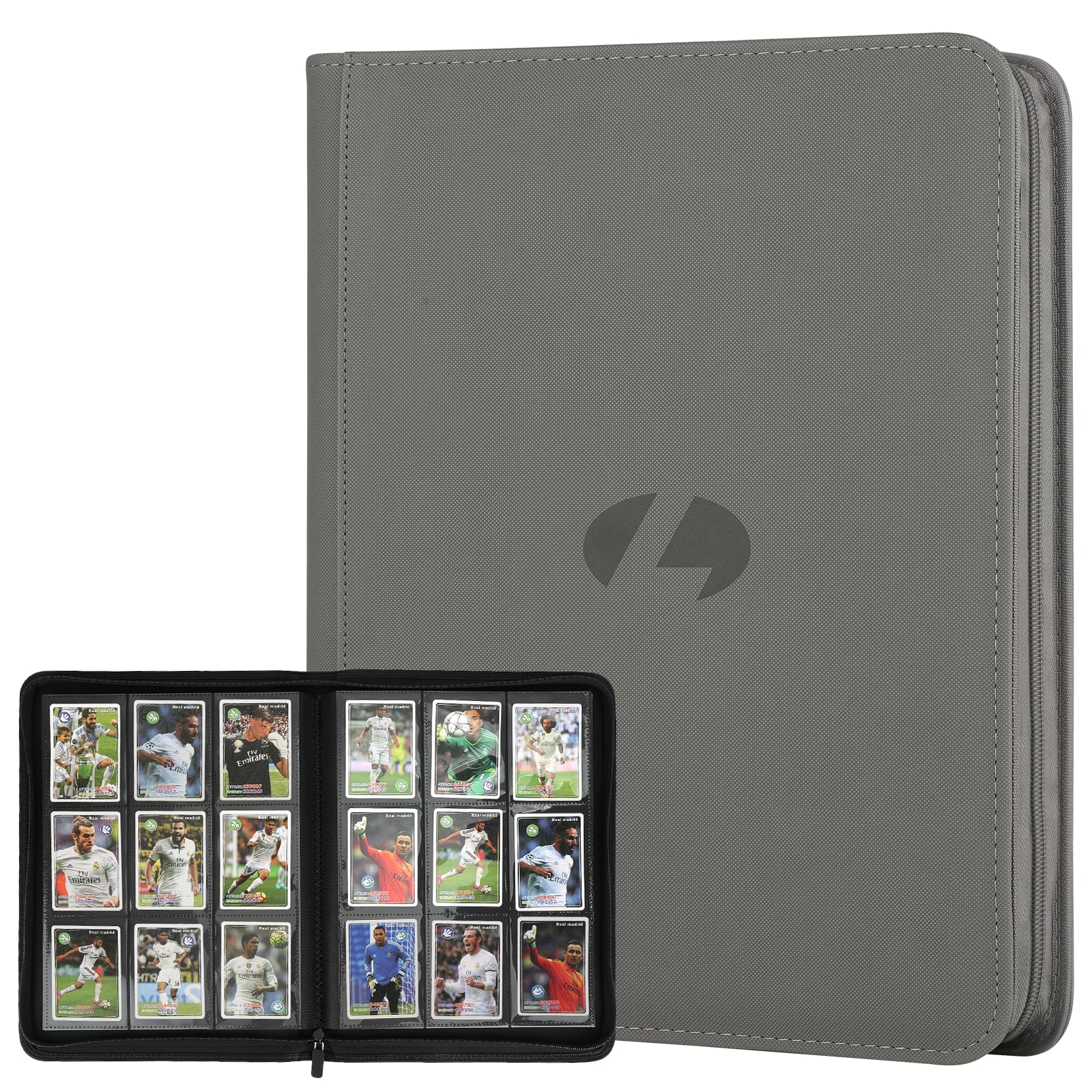 LUNNSHO Trading Card Binder, 540-Pocket Grey PU Album for MTG, TCG, Sports Cards