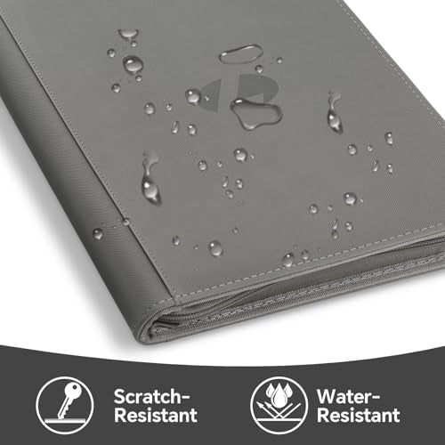 LUNNSHO Trading Card Binder, 540-Pocket Grey PU Album for MTG, TCG, Sports Cards