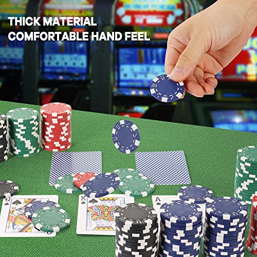 LUOBAO 11.5g Casino Poker Chips Set - 100pc for Texas Hold'em, Blackjack, Gambling