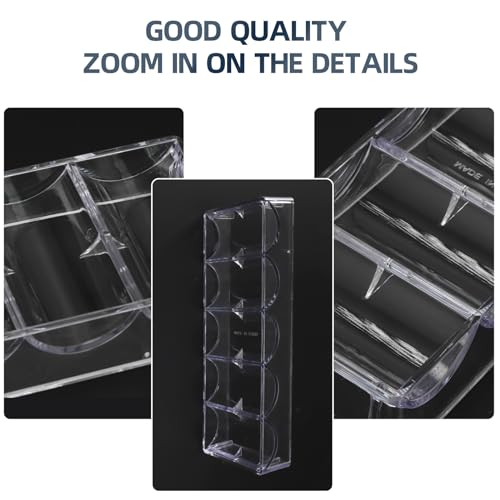 LUOBAO Acrylic Poker Chip Tray – Clear Organizer for 100 Standard Casino Chips, Ideal for Texas Hold'em, Blackjack, and Poker Nights
