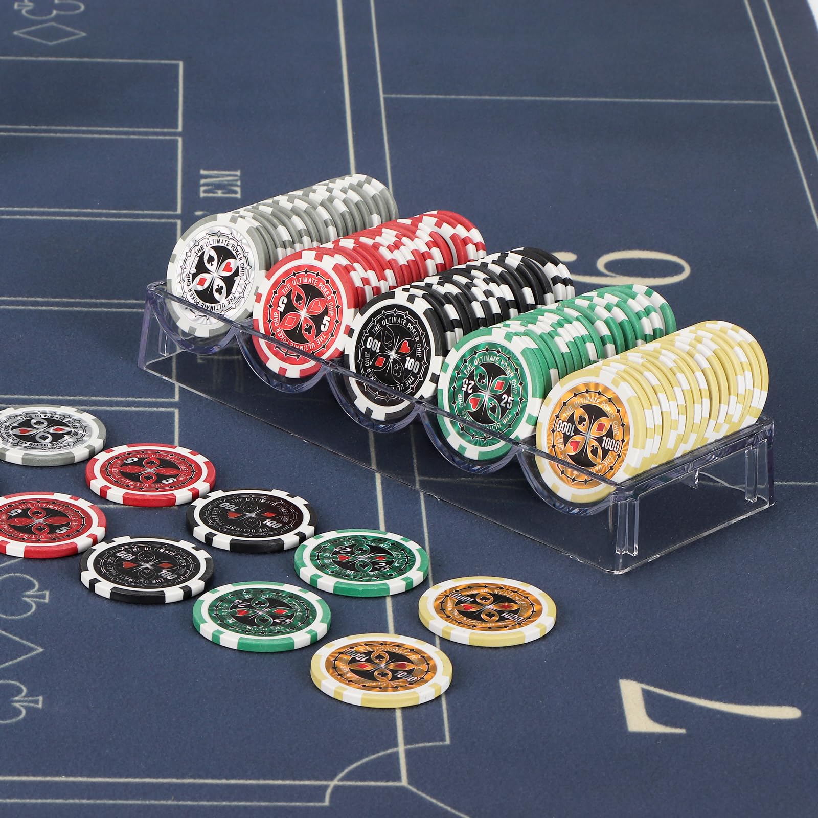 LUOBAO Acrylic Poker Chip Tray – Clear Organizer for 100 Standard Casino Chips, Ideal for Texas Hold'em, Blackjack, and Poker Nights