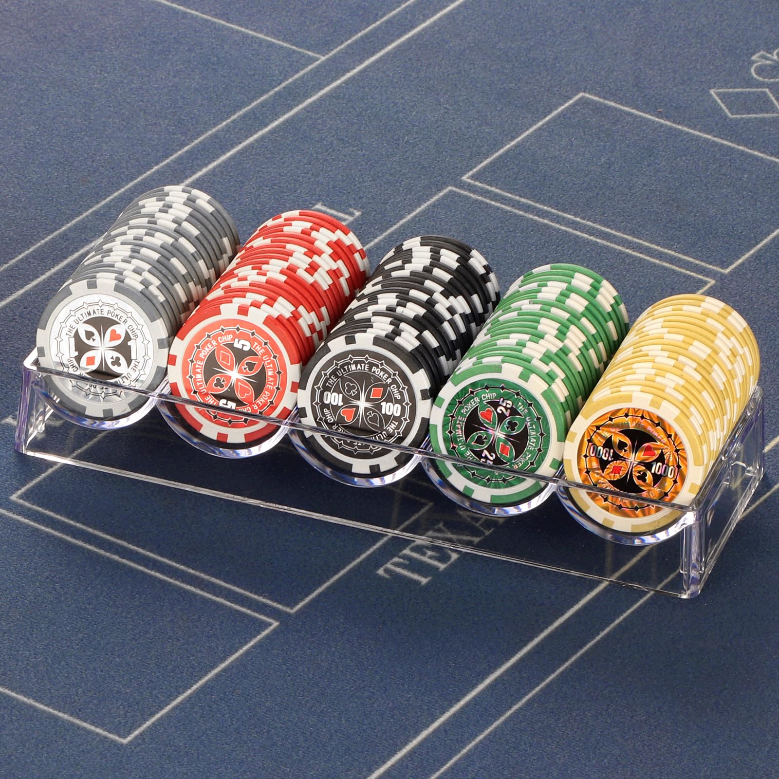 LUOBAO Acrylic Poker Chip Tray – Clear Organizer for 100 Standard Casino Chips, Ideal for Texas Hold'em, Blackjack, and Poker Nights