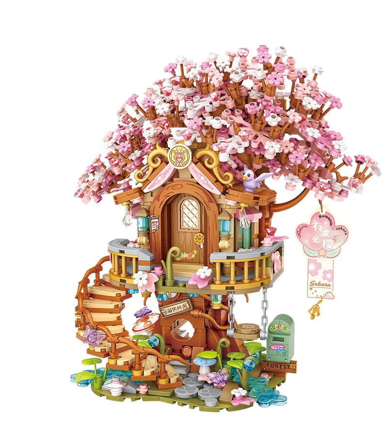 LUOGFYNI Mini Bricks Cherry Blossom Tree House Building Set – 1149 Pieces, Sakura Fairy House for Adults & Kids Age 12+