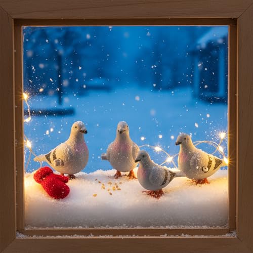 LUOZZY Wind-Up Pigeon Set of 4 – Clockwork Jumping Bird Toys for Decor and Party Favors