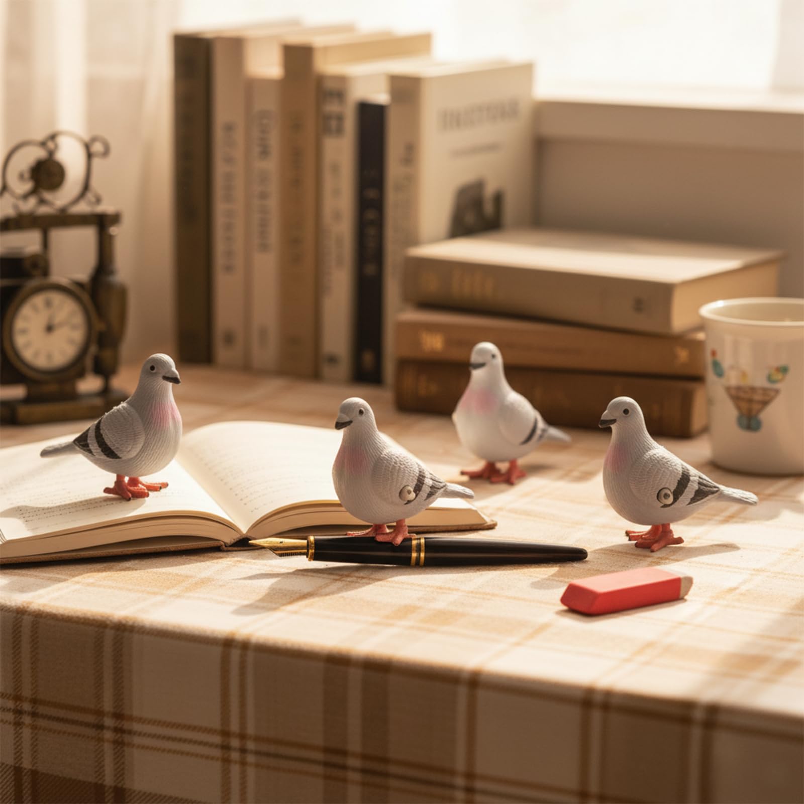 LUOZZY Wind-Up Pigeon Set of 4 – Clockwork Jumping Bird Toys for Decor and Party Favors