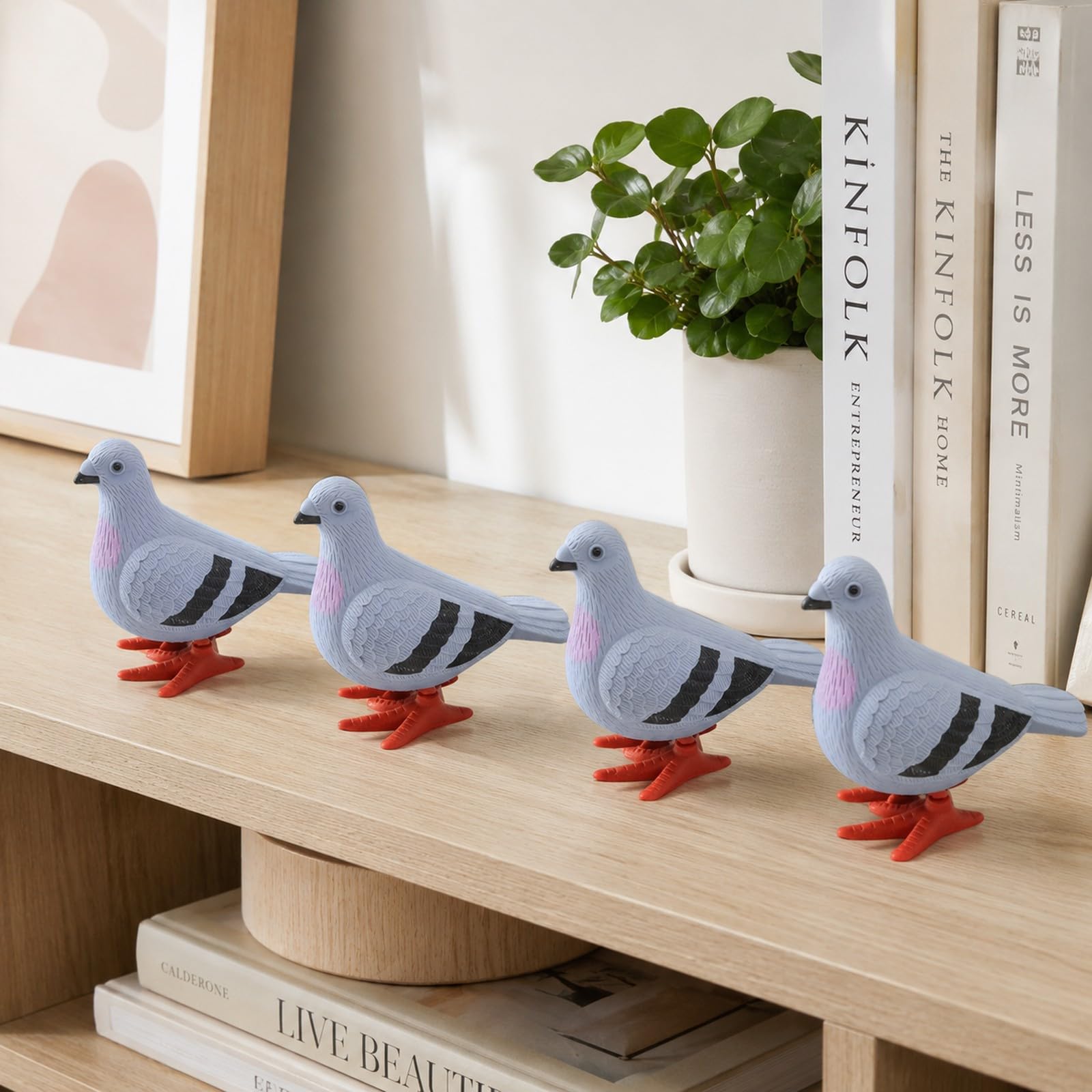 LUOZZY Wind-Up Pigeon Set of 4 – Clockwork Jumping Bird Toys for Decor and Party Favors