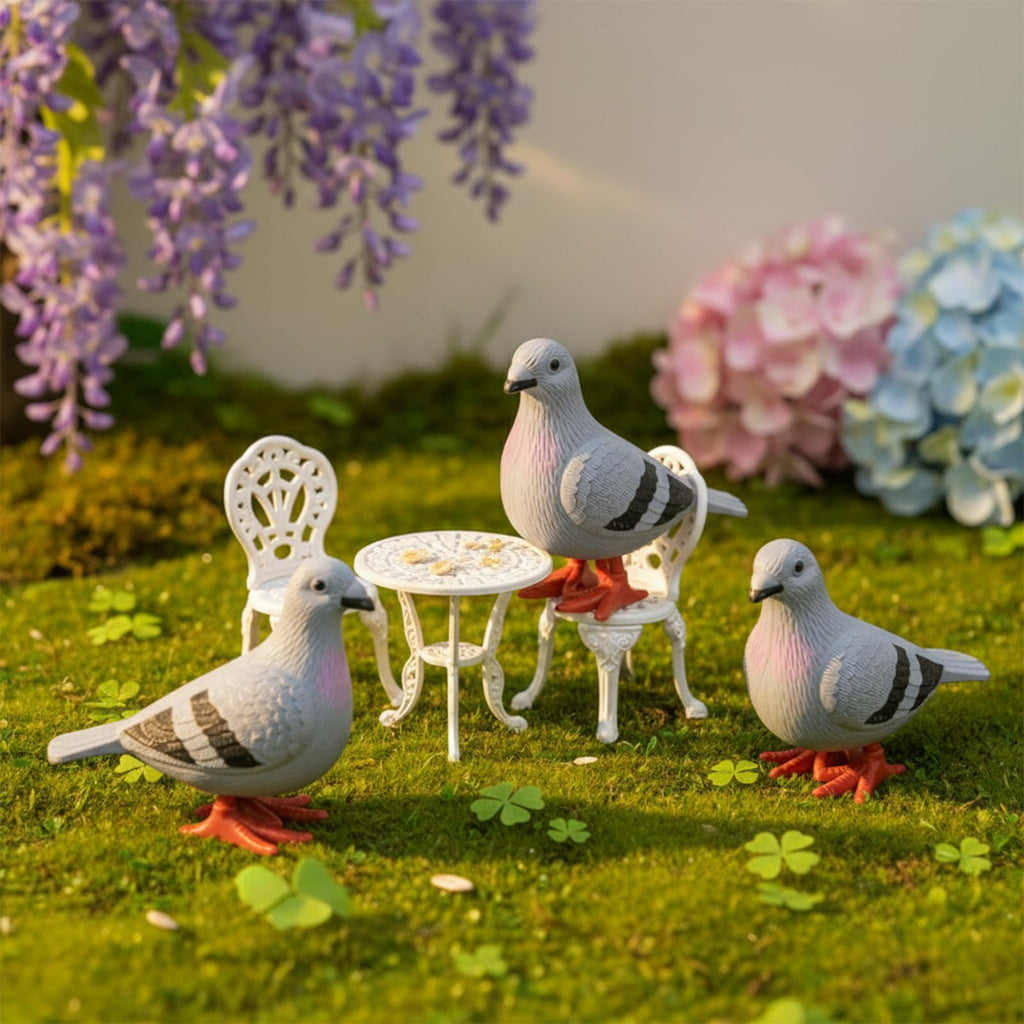 LUOZZY Wind-Up Pigeon Set of 4 – Clockwork Jumping Bird Toys for Decor and Party Favors