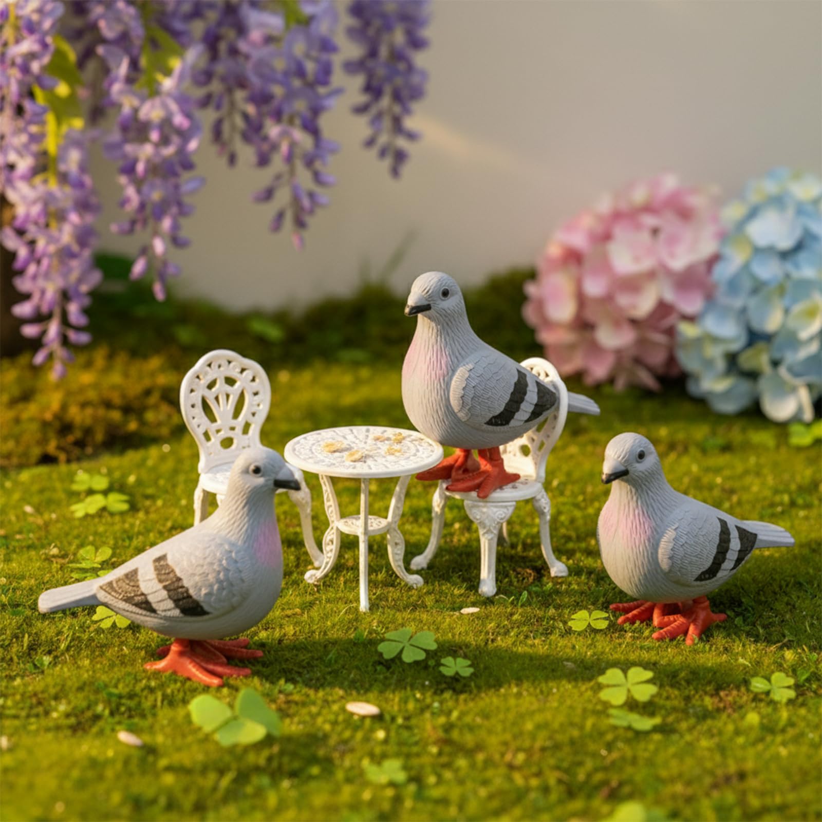 LUOZZY Wind-Up Pigeon Set of 4 – Clockwork Jumping Bird Toys for Decor and Party Favors