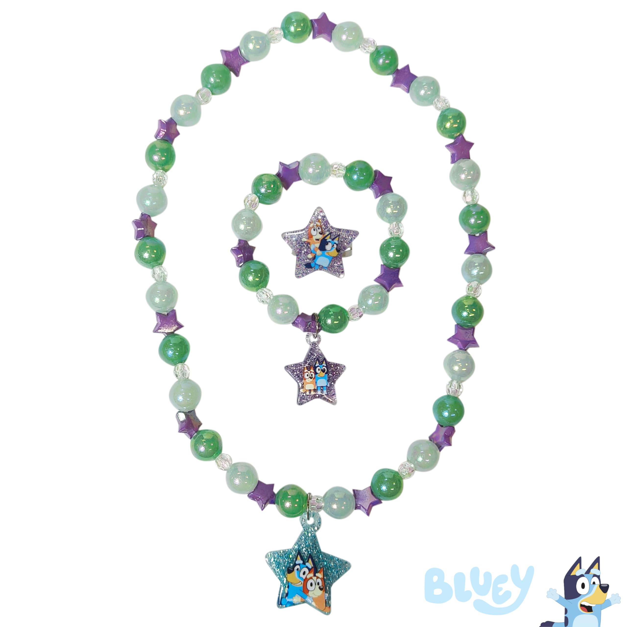 LUV HER Bluey Girl's Jewelry Set – Dress-Up Toy with Necklace, Bracelet & Ring (Ages 3+)