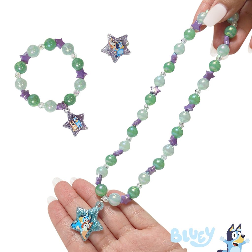 LUV HER Bluey Girl's Jewelry Set – Dress-Up Toy with Necklace, Bracelet & Ring (Ages 3+)