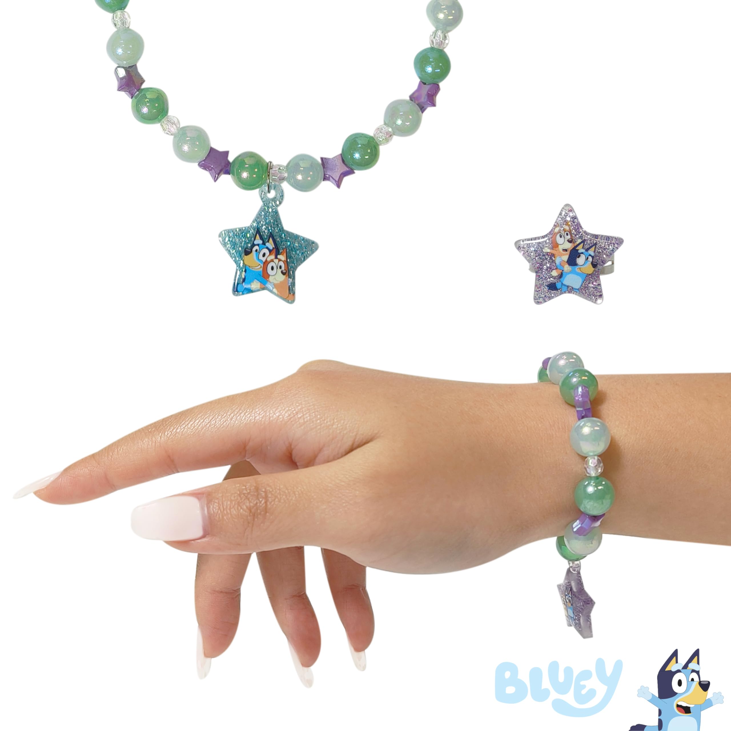 LUV HER Bluey Girl's Jewelry Set – Dress-Up Toy with Necklace, Bracelet & Ring (Ages 3+)