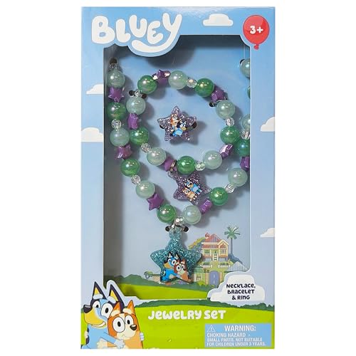 LUV HER Bluey Girl's Jewelry Set – Dress-Up Toy with Necklace, Bracelet & Ring (Ages 3+)