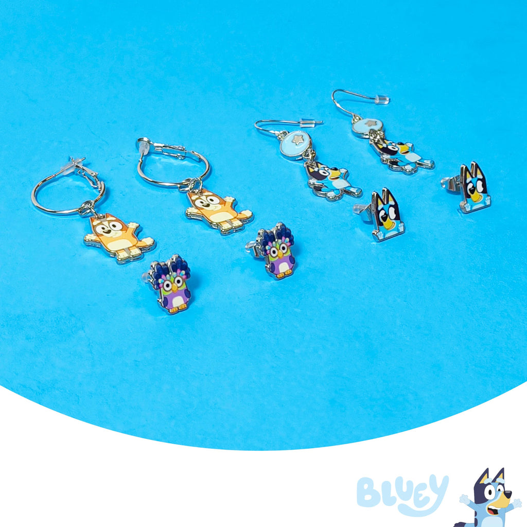 LUV HER Bluey Hypoallergenic Earrings for Girls Ages 4+ – Stud & Fishhook Styles, Safe for Sensitive Ears