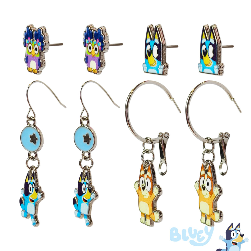 LUV HER Bluey Hypoallergenic Earrings for Girls Ages 4+ – Stud & Fishhook Styles, Safe for Sensitive Ears