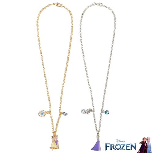 LUV HER Disney BFF Necklace Set – Frozen Anna & Elsa Friendship Gifts for Girls Ages 3+