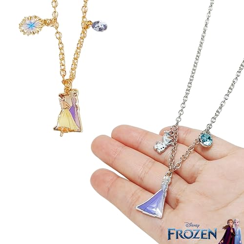 LUV HER Disney BFF Necklace Set – Frozen Anna & Elsa Friendship Gifts for Girls Ages 3+