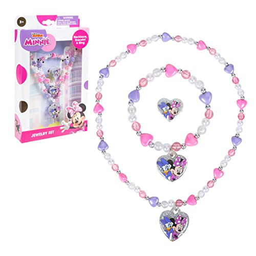 LUV HER Disney Minnie Girls Jewelry Set – Dress-Up Toy with Bead Necklace, Bracelet, and Ring