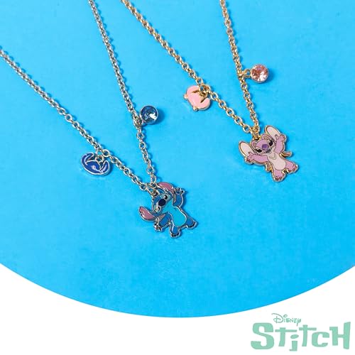 LUV HER Disney Stitch BFF Necklace Set – Adjustable Angel & Stitch Charms for Best Friends