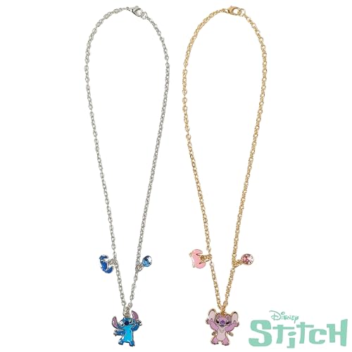 LUV HER Disney Stitch BFF Necklace Set – Adjustable Angel & Stitch Charms for Best Friends