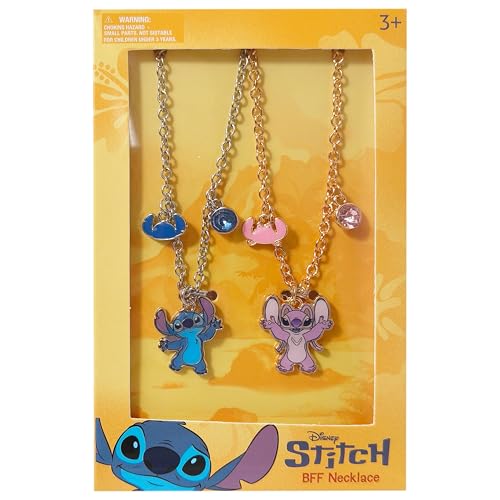 LUV HER Disney Stitch BFF Necklace Set – Adjustable Angel & Stitch Charms for Best Friends