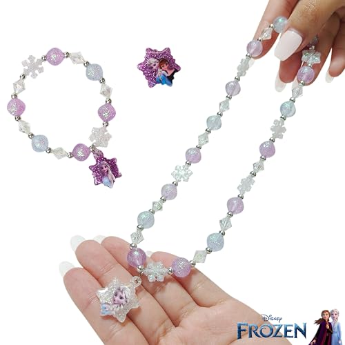LUV HER Frozen Girls Jewelry Set – Bead Necklaces, Bracelets & Rings Dress-Up Toy (Ages 3+)