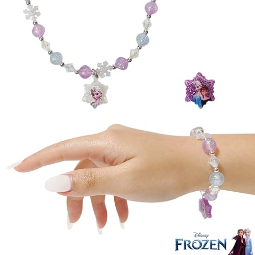 LUV HER Frozen Girls Jewelry Set – Bead Necklaces, Bracelets & Rings Dress-Up Toy (Ages 3+)