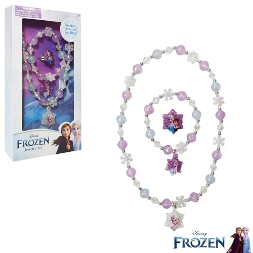 LUV HER Frozen Girls Jewelry Set – Bead Necklaces, Bracelets & Rings Dress-Up Toy (Ages 3+)
