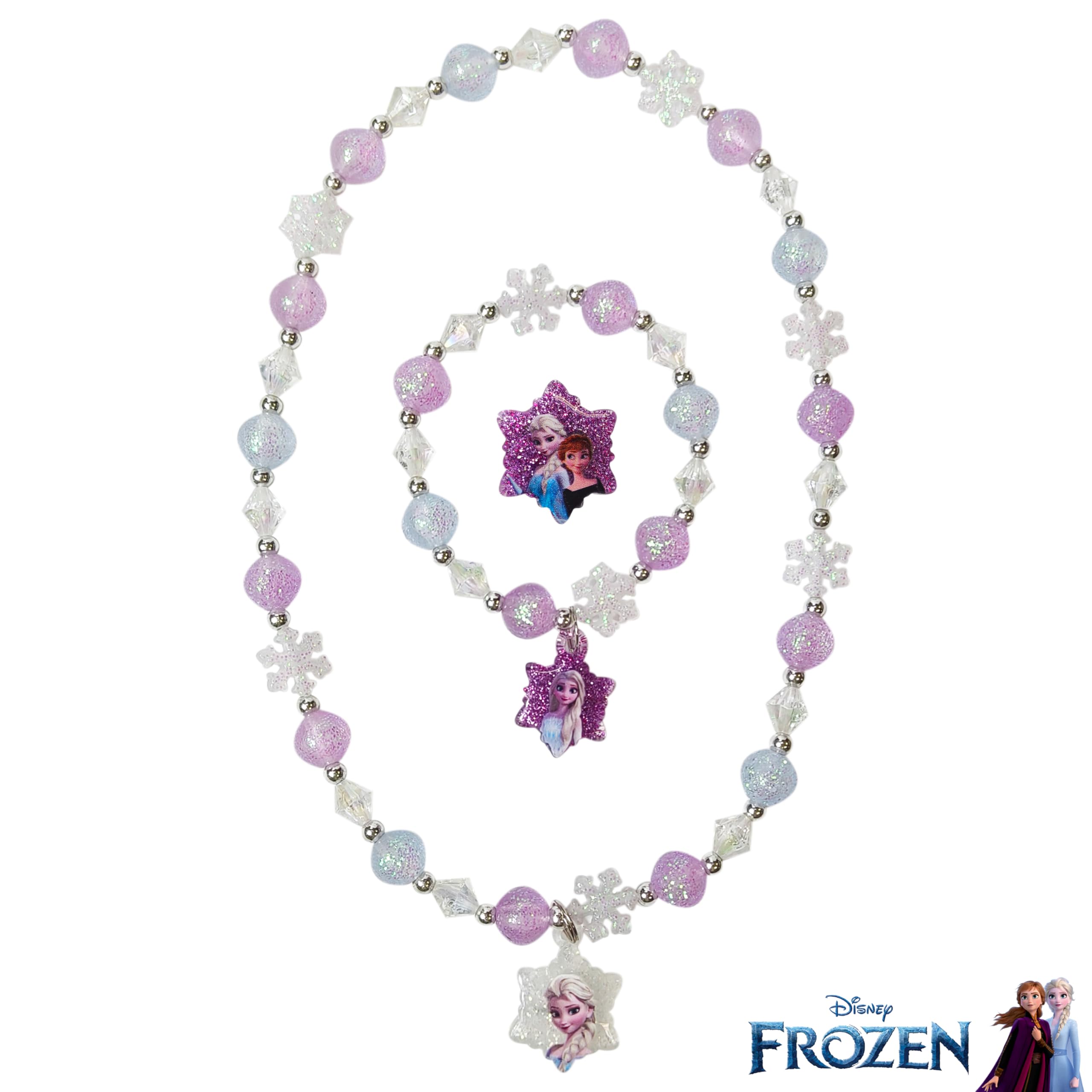 LUV HER Frozen Girls Jewelry Set – Bead Necklaces, Bracelets & Rings Dress-Up Toy (Ages 3+)