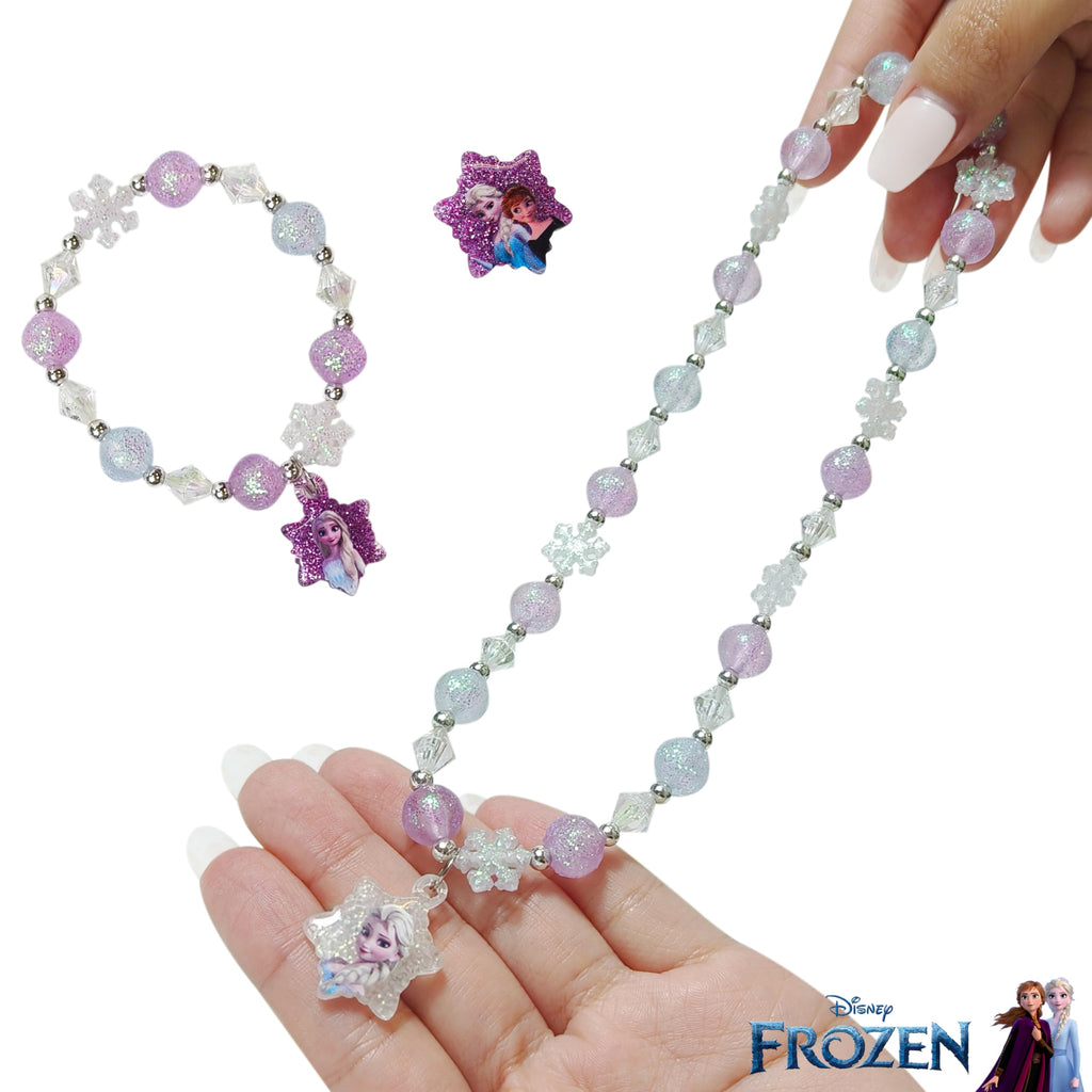 LUV HER Frozen Girls Jewelry Set – Bead Necklaces, Bracelets & Rings Dress-Up Toy (Ages 3+)